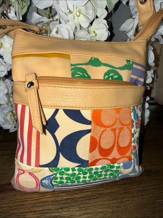 Coach Handbags - Coach poppy Multicolor Patchwork Crossbody with Tan Leather Trim